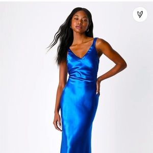 Perfectly Classy Royal Blue Satin Strappy Maxi Dress